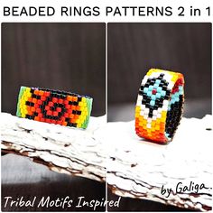 Rings Patterns, Ring Patterns, Seed Bead Ring, Diy Beaded Rings, Ring Pattern, Bohemian Rainbow, Loom Jewelry, Diy Bracelets Tutorials, Digital Patterns