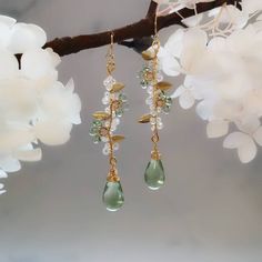 Green Flower Earrings, Mint Green Earrings, Fancy Earrings, Green Jewelry, Earrings Green, Green Flower, Green Earrings, Fantasy Jewelry, Dream Jewelry