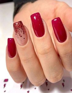 Red Nails Glitter, Red Gel Nails, Red Acrylic Nails, Valentine Nails, Short Square Nails, Red Nail, Xmas Nails, Chic Nails, Short Acrylic Nails