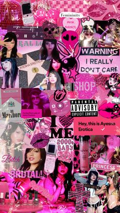 a collage of pink and black pictures