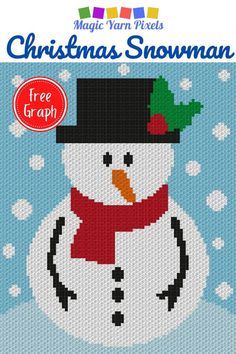 a cross stitch snowman with a hat and scarf