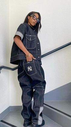 What What, Streetwear Inspo, Denim On Denim, Double Denim, Tomboy Style Outfits, Streetwear Fashion Women, Tomboy Fashion, Mode Inspo, Streetwear Women