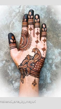 the hand is decorated with henna designs