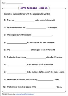 an ocean worksheet with the words in english and spanish, which are on top of