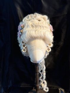 18th Century Bridgerton Style White Synthetic Hair Wig Wig is styled using a 13x4 hand-tied lace front wig and wefted at the back. It's made from heat resistant synthetic fibers. It has a stretchy and adjustable cap by hooks or straps on each side of the nape. Also it comes with 3 combs that can be removed if wanted.  We highly recommend you to try the wig as soon as you get it to ensure it fits well and you are happy with everything. On the contrary, please contact us as soon as possible. Any q Bridgerton Style, Masquerade Ball, Marie Antoinette, Lace Front Wig, Hair Wig, Synthetic Fiber, Synthetic Hair, 18th Century, Lace Front Wigs