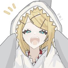 Rin Vocaloid, Shark Costume, Kagamine Rin, Vocaloid, Blue, Art