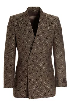 Wool and cotton blazer jacket with beige and brown 'Maxi' horsebit pattern, with double breast style with button closure, "Gucci 1921 Metadatamorphii", peak lapels and pleated shoulders. Color: Brown Size & Fit: True to size fit Composition: 70% cotton 30% wool Made in: Italy SKU: 705284ZAKIV9549 Our Products Are 100% Genuine. In All Cases We Stand By The Authenticity Of Every Product Sold On Our Site. Gucci Double-breasted Outerwear For Office, Gucci Double-breasted Office Outerwear, Classic Gucci Double-breasted Blazer, Gucci Double-breasted Outerwear For Business, Gucci Elegant Blazer With Double Button Closure, Tailored Gucci Blazer With Double Button Closure, Gucci Fitted Double Button Blazer, Elegant Gucci Double-breasted Outerwear, Gucci Fitted Blazer With Double Button Closure