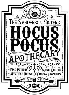 the sanders sisters poster for hoccus pocus's apothecary, which is