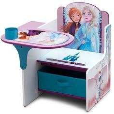 a children's desk with a frozen princess design on it