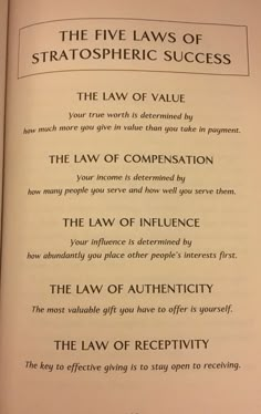 the five laws of stratospheric success book opened to page with text