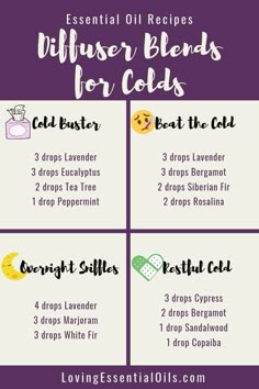 When it comes to colds and congestion, breathing humidified air can help. Using a diffuser keeps air humid and is a great way to enjoy the therapeutic benefits of essential oils. Here we share diffuser blends for colds, as well as several essential oils that can support you during your illness. Diffuser Blends For Colds, Oils For Diffuser, Oils For Colds, Essential Oils For Colds, Essential Oil Remedy, Doterra Essential Oils Recipes, Young Living Essential Oils Recipes