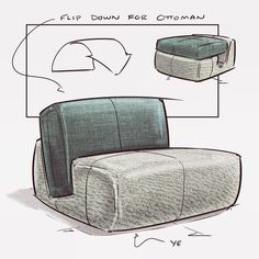 a drawing of an upholstered chair with instructions