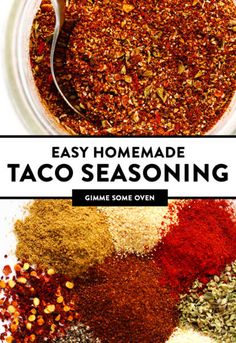 easy homemade taco seasoning recipe in a glass bowl