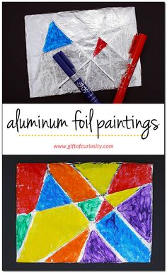 an art project for kids to make with aluminum foil and colored pencils on it