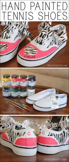 how to paint zebra print tennis shoes with acrylic and watercolor pencils