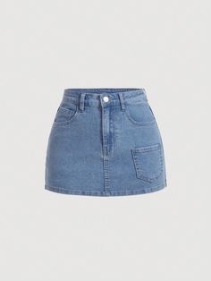 Light Wash  Collar  Denim Plain Skort Embellished Slight Stretch  Women Clothing Fame Clothes, Euphoria Clothing, Women Denim Shorts, Denim Skort, Outfit Png, Denim Shorts Women, Short En Jean, Dream Clothes, Jean Skirt