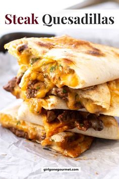 two quesadillas stacked on top of each other with the title overlay