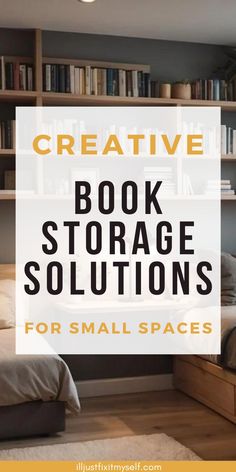 Compact bedroom with built-in bookshelf above the bed, demonstrating a clever way to maximize book storage in a tiny space. Ways To Store Books, Tiny Library Room, In Home Library, Small Home Library, Tiny Library, Library Organization, Library Room, Home Library Design