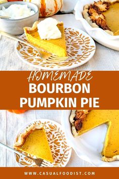 this homemade bourbon pumpkin pie is the perfect dessert for fall and it's ready to be eaten