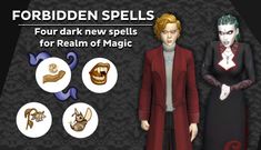 four dark new spells for real - life characters are shown in this screenshot from the video game forbidden spell