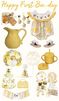 a baby's first birthday party with yellow items