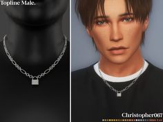 an image of a man wearing a necklace with the name topline male on it