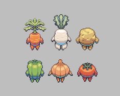 pixel art with different types of vegetables