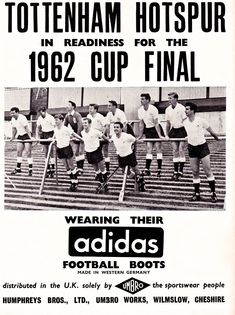 an old ad for footbals showing the team