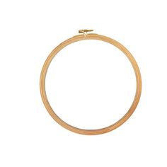 a close up of a wooden hoop on a white background