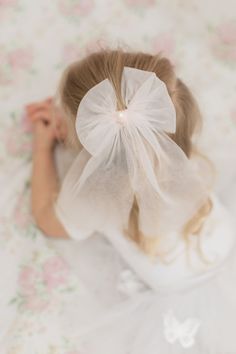 Light pink tulle bow with a pearl in the center. The dreamiest of bows! *Bow Size length: 9 inches *Care: Spot clean Tulle Bow, Tulle Bows, Pink Tulle, Barrettes, Blush Pink, Light Pink, Blush, Hair Accessories, Music Clothes