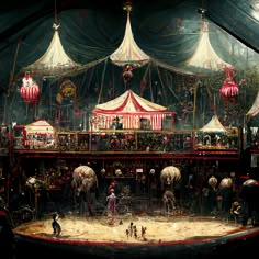 the circus is set up for an upcoming show