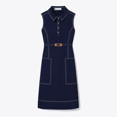 A polished dress designed for on-the-course performance. The sleeveless golf dress features pick stitch detailing and side-seam patch pockets. Engineered to wick moisture and offer superior flexibility. Embroidered Dresses, Golf Dress, Pick Stitch, Tory Burch Dress, Golf Dresses, Golf Skirts, Silk Print Dress, Mini Dresses For Women, Poplin Dress