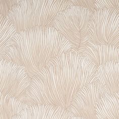 an abstract wallpaper design in beige and white with large fan like leaves on it