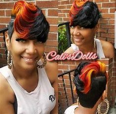 27 Piece Quick Weave Hairstyles, Short 27 Piece Hairstyles, Red Mohawk, 27 Piece Quick Weave, Birthday Colors, 27 Piece Hairstyles