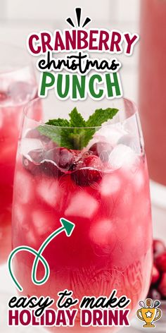 This festive Christmas Punch is the perfect fruity and fizzy drink for holiday parties. Quick and easy to make, it's always a crowd-pleaser! #CranberryChristmasPunch #ChristmasPunch #HolidayDrinks #GingerAlePunch #FestiveDrinks #ChristmasCocktails #HolidayPunch #CranberryDrinks #ChristmasBeverages #HolidayPartyDrinks Christmas Punch, Holiday Drinks, Cranberry, Drinks, Christmas