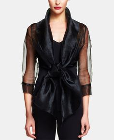 in stock Organza Outfit, Organza Jacket, Sheer Jacket, Evening Wraps, Wrap Jacket, Evening Jackets, Organza Fabric, Adrianna Papell, Black Top