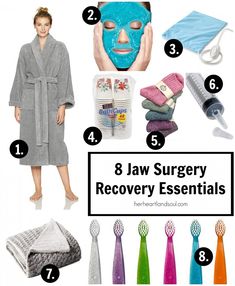 Jaw surgery recovery is brutal. Here are my picks for the 8 jaw surgery recovery essentials that will optimize your rest and healing. Post Jaw Surgery Liquid Diet, Jaw Surgery Recovery Tips, Jaw Surgery Diet, Jaw Surgery Recipes, Tmd Relief