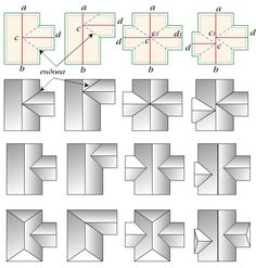 the diagram shows how to make an origami box with two sides and four different angles