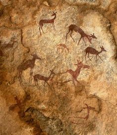 some animals are depicted in this rock painting