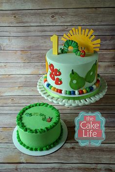 the very hungry caterpillar birthday cake is ready to be eaten by someone else