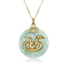 Ross-Simons - Horse - Jade Chinese Zodiac Pendant Necklace Over Sterling. 18". Culturally rich and specific to you, our 25mm round jade pendant necklace is adorned with a horse, the Chinese zodiac animal associated with 1918, 1930, 1942, 1954, 1966, 1978, 1990, 2002 and 2014 birth years. Finely crafted in polished 18kt yellow gold over sterling silver and suspended from a classic cable chain with a 2" extender. Wear this style as your everyday signature piece or add it to a layered look as a uni Jade Pendant Necklace, Zodiac Pendant Necklace, Fine Jewelery, Detailed Necklace, Zodiac Pendant, Natural Gold, Chinese Zodiac, Jade Jewelry, Jade Pendant