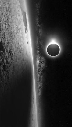 an eclipse is seen in the sky from space