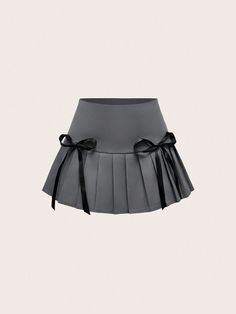 Girls' Casual Sweet Bowknot Waist Women Pleated Skirt, School Dark Grey Casual   Polyester Colorblock,Plain Pleated Non-Stretch  Women Clothing, size features are:Bust: ,Length: ,Sleeve Length: Pleated Skirt Design, Skirt School, Simple Skirt, Skirt With Pants, Pleated Skirts, Grey Skirt, Gray Pleated School Skirt, Acubi Skirts Png, Harajuku Pleated Skort For School