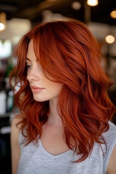 Get inspired with 20 gorgeous red hair color ideas! Perfect for adding a vibrant touch to your look. 🔥❤️ #RedHair #HairColorIdeas #GorgeousHair #BoldLooks #HairInspo Red Hair Shadow Root, Orange Red Hair, Warm Red Hair, Bright Copper Hair, Cherry Brown Hair, Gorgeous Red Hair, Deep Auburn, Embrace Messy Hair, Red Hair Color Ideas