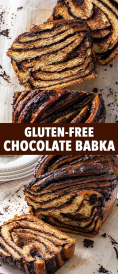 gluten - free chocolate bake is cut in half and stacked on top of each other