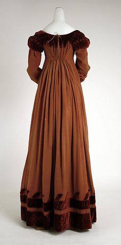 Dress (image 2) | British | 1818 | silk | Metropolitan Museum of Art | Accession Number: 1981.210.5 Early 19th Century Fashion, 1800's Dress, 19th Century Women, 19th Century Clothing