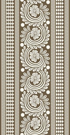 a brown and white striped pattern with an ornate design on the bottom half of it