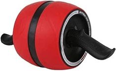 a red and black round object on a white background