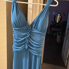 Light Blue Dress Never Worn Brand New With Tags Blue V-neck Maxi Dress With Ruched Bodice, Blue Ruched Maxi Dress, Blue V-neck Dress With Ruched Bodice, Mermaid Board, 2000s Clothes, Light Blue Dress, Light Blue Dresses, Fancy Dresses, Jersey Dress