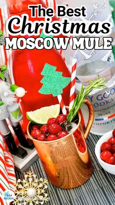 This Christmas Moscow Mule (or Cranberry Moscow Mule) is a favorite vodka drink for the holidays! A great Christmas cocktail made with cranberry juice, perfect for a holiday drink.  Christmas Drinks | Holiday Mules Christmas Moscow Mule, Christmas Mule, Cranberry Mule, Holiday Mules, Cranberry Moscow Mule, Winter Drink Recipes, Moscow Mule Drink, Holiday Drink, Hot Cider